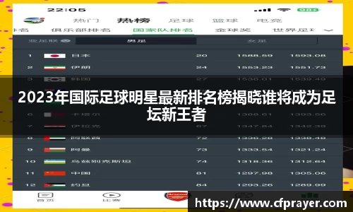 2023年国际足球明星最新排名榜揭晓谁将成为足坛新王者